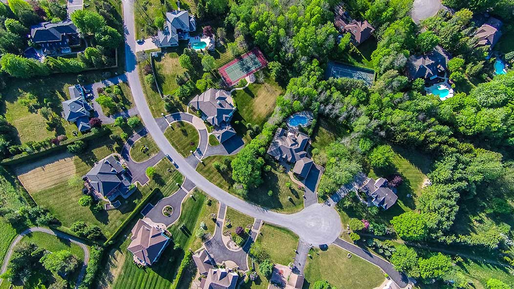 Birds Eye View of a Cul-de-sac Neighborhood