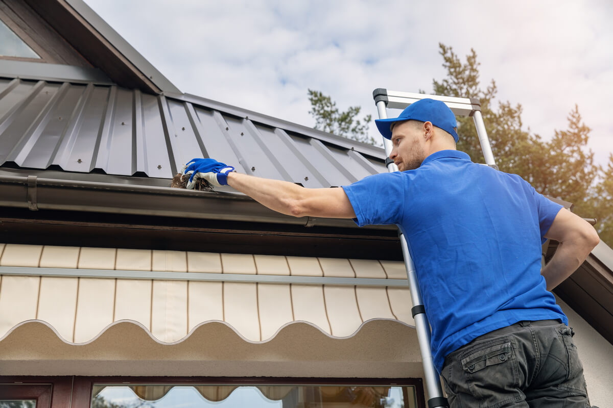 Inspect the gutters and downspouts for rust and corrosion